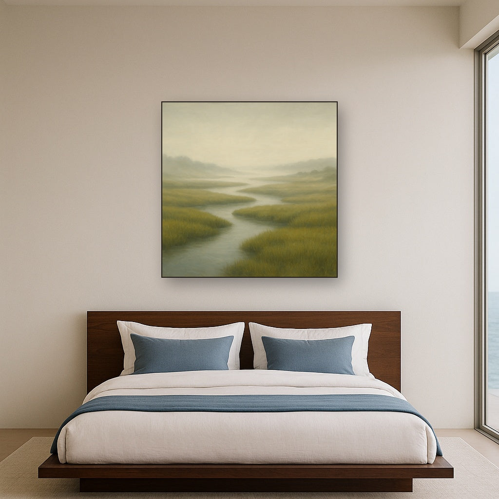 Morning Fog over Cape Cod Tidal Marsh No. 4 Oil Painting - View 3