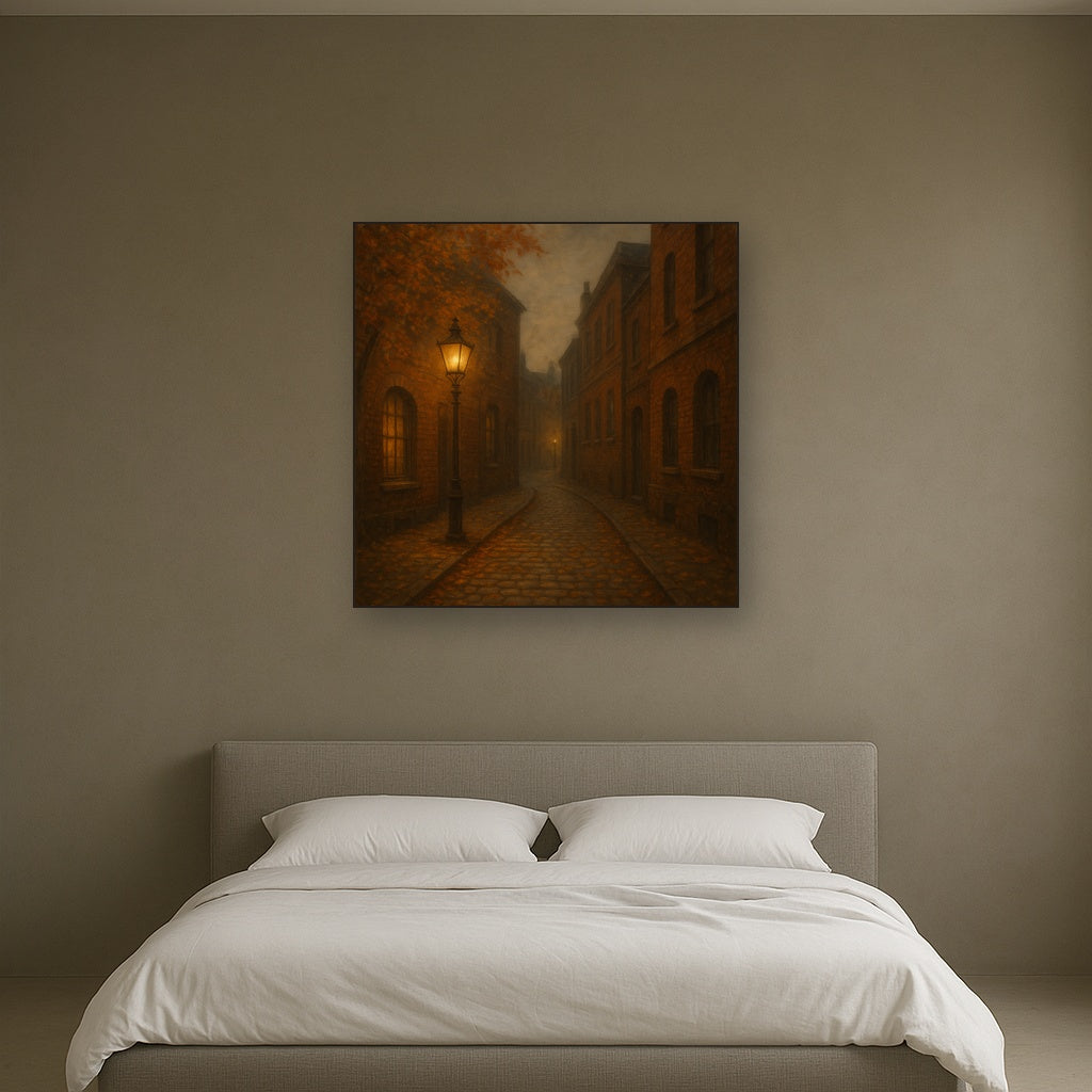 London Gaslamp Alley in Autumn Dusk No. 8 Oil Painting - View 3