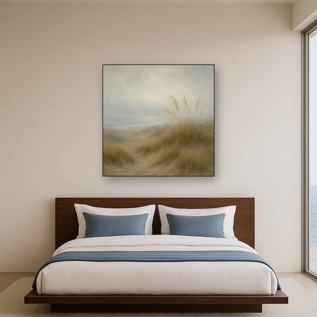 Ethereal Coastal Sea Fog over Silent Dunes No. 9 Fine Art Oil Painting - View 3