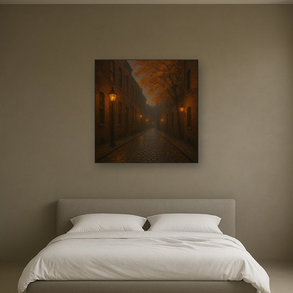 London Gaslamp Alley in Autumn Dusk No. 12 Oil Painting - View 3