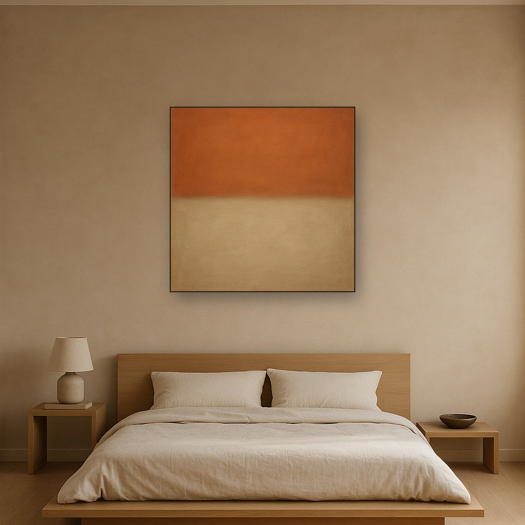 Terracotta & Greige Earth Bands No. 6 - Modern Fine Art Oil Painting - View 3