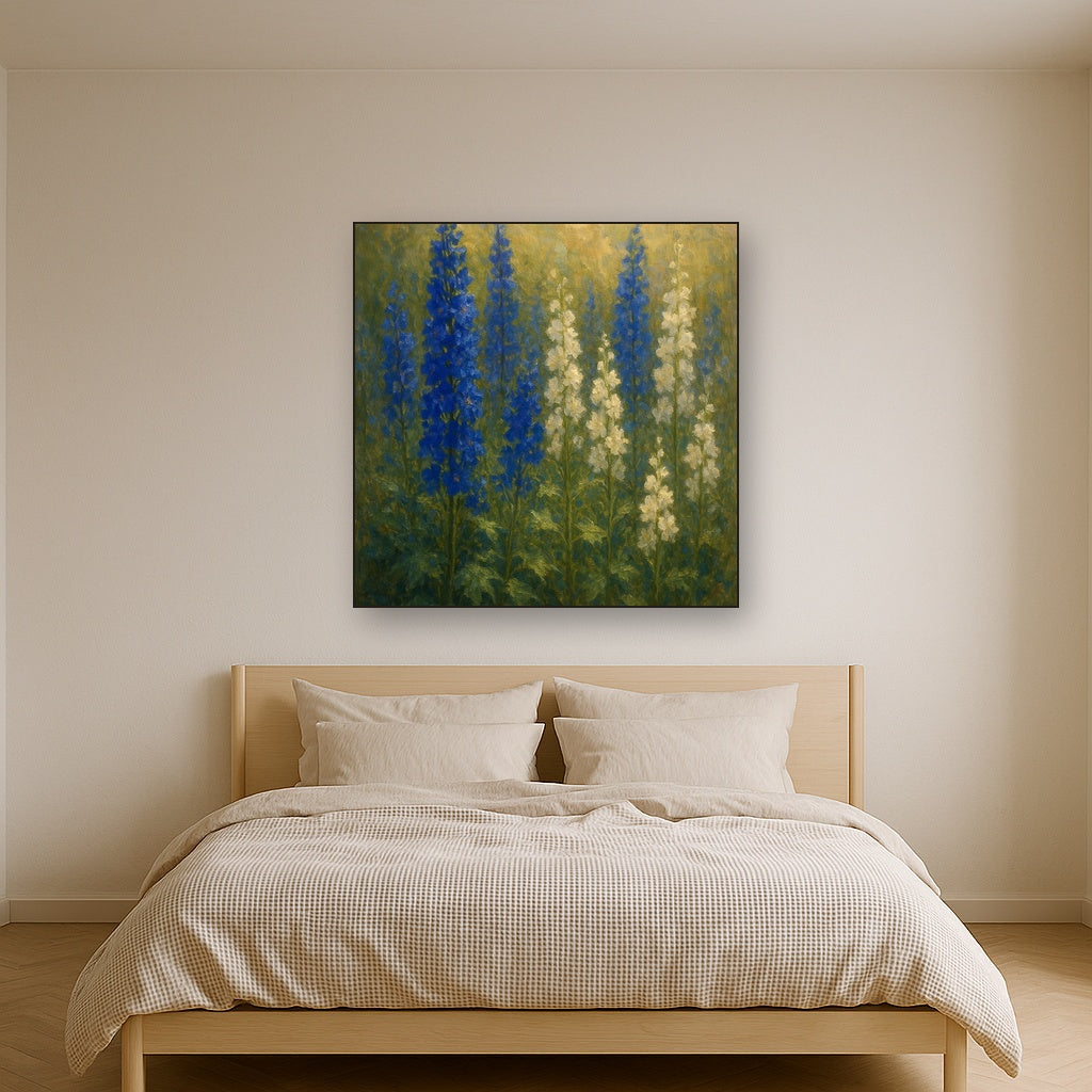 Wild Blue Delphiniums & White Larkspur Garden No. 11 Fine Art Oil Painting - View 3