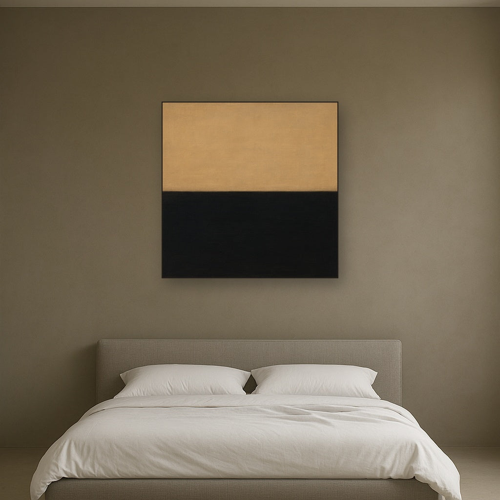 Onyx & Warm Biscuit Horizon No. 9 - Modern Fine Art Oil Painting - View 3