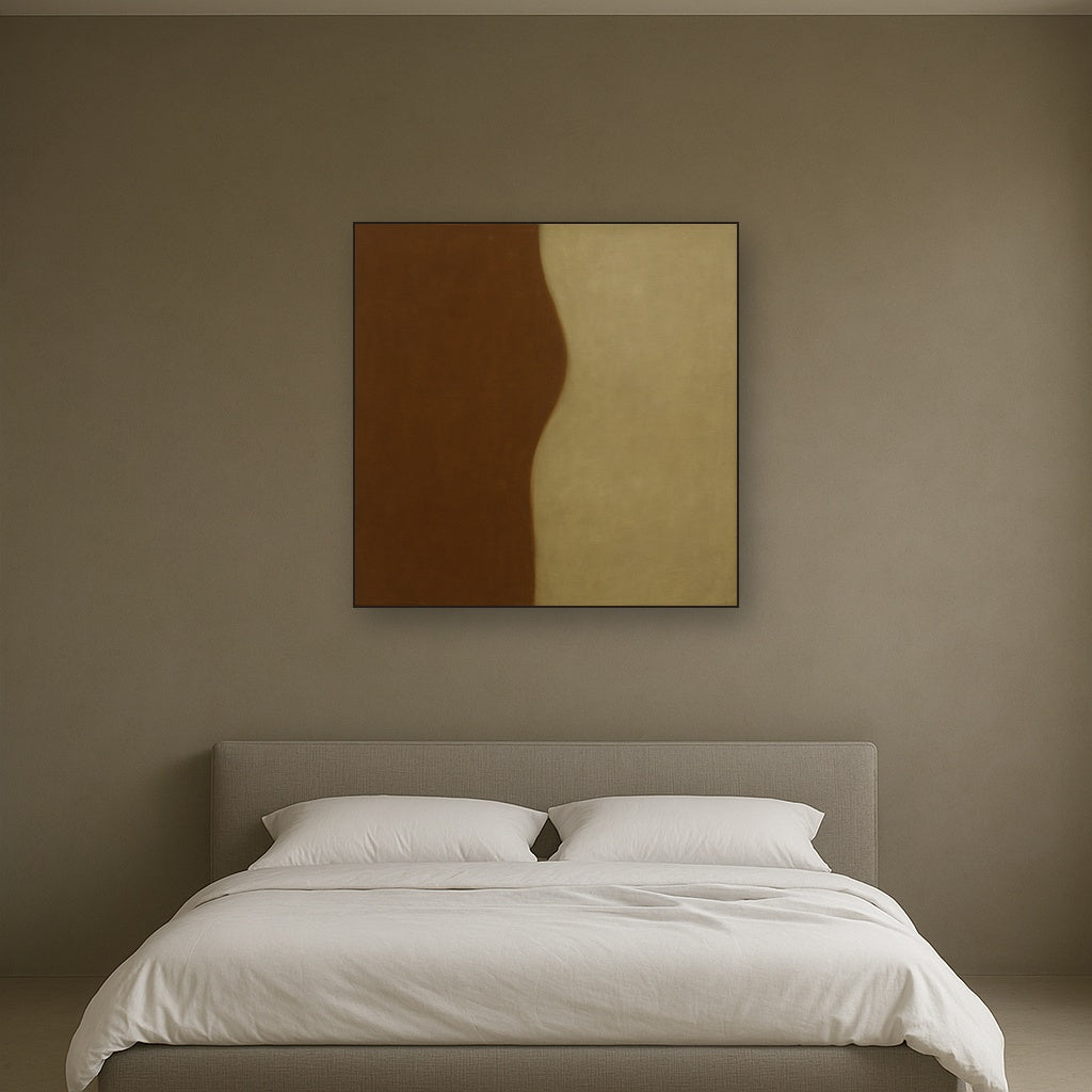 Burnt Umber & Greige Duet No. 7 - Modern Fine Art Oil Painting - View 3