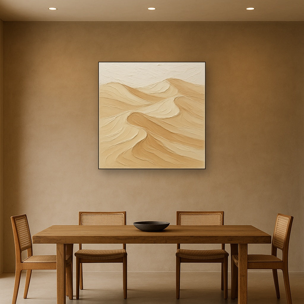 Textured Neutral Sand Dunes Oil Painting - View 4