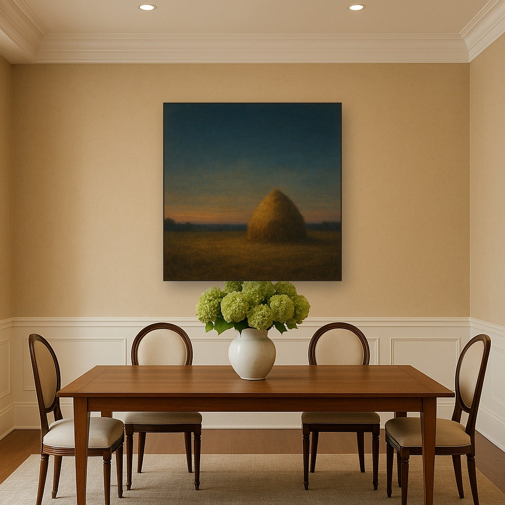 Dusk Horizon over Weathered Haystack Oil Painting - View 4