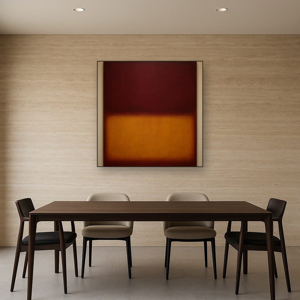 Crimson Burgundy & Saffron Gold Color Vibrations No. 15 Oil Painting - View 4