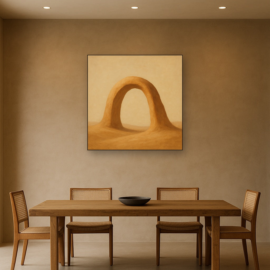 Warm Beige Travertine Arch No. 1 - Modern Fine Art Oil Painting - View 4