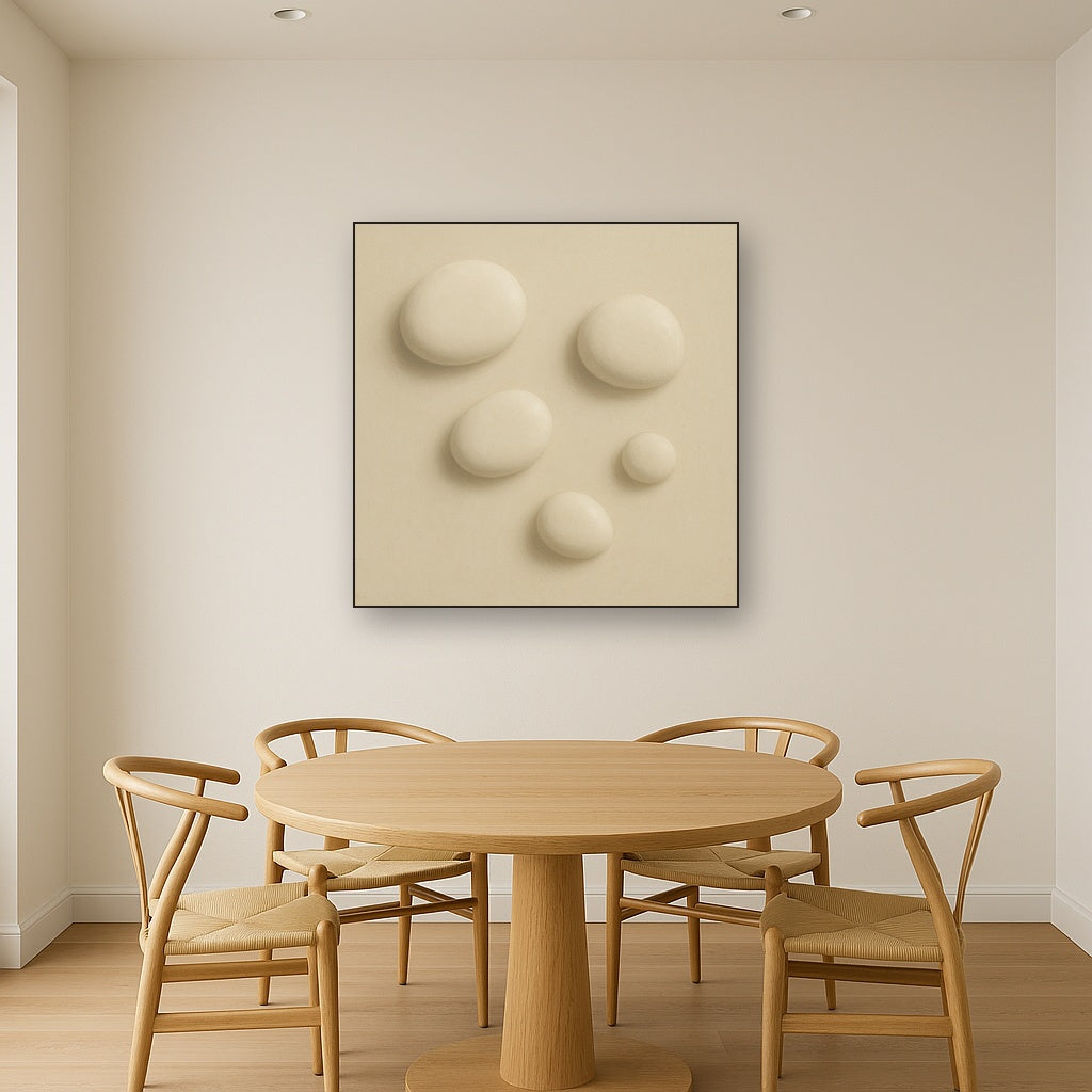 Organic Pebble Relief in White No. 6 - Modern Fine Art Oil Painting - View 4
