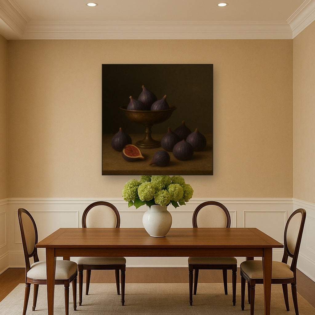 Ripe Figs & Bronze Compote Still Life No. 2 Oil Painting - View 4