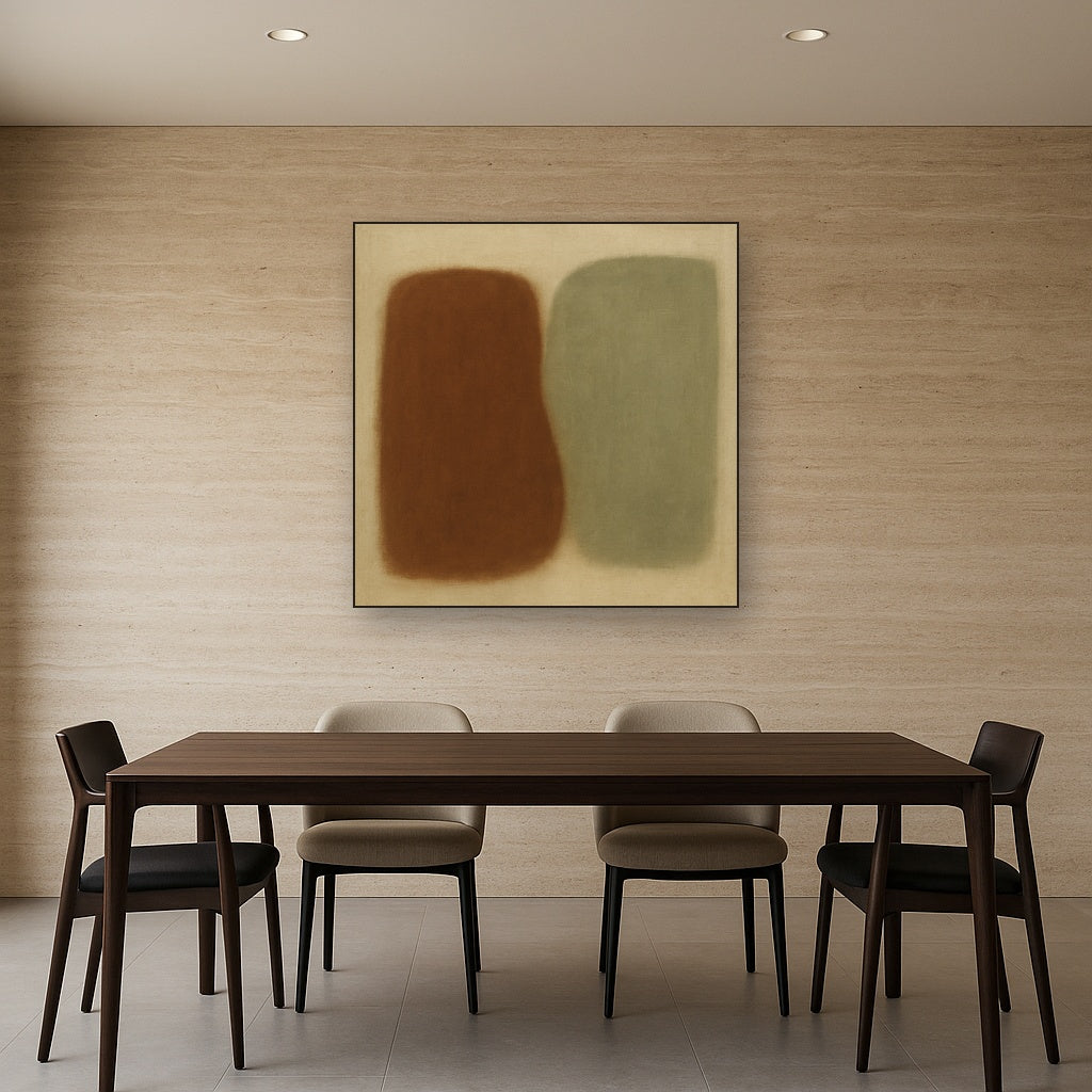 Burnt Umber & Greige Duet No. 7 - Modern Fine Art Oil Painting - View 4