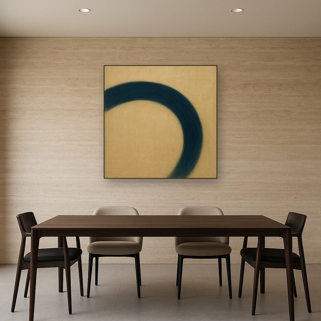 Navy Indigo & Warm Sand Sweep No. 2 - Modern Fine Art Oil Painting - View 4