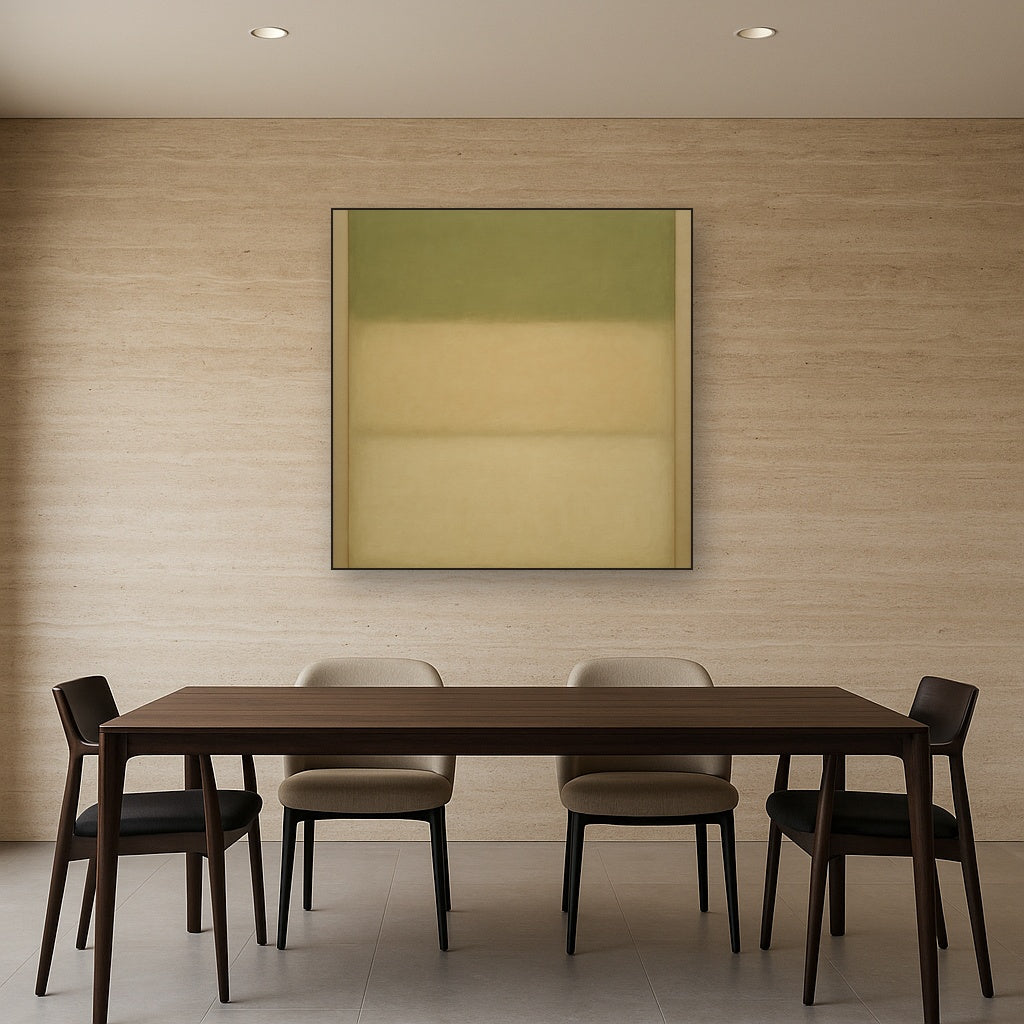 Sage Olive & Pale Sandstone Minimalist Harmony No. 13 Oil Painting - View 4