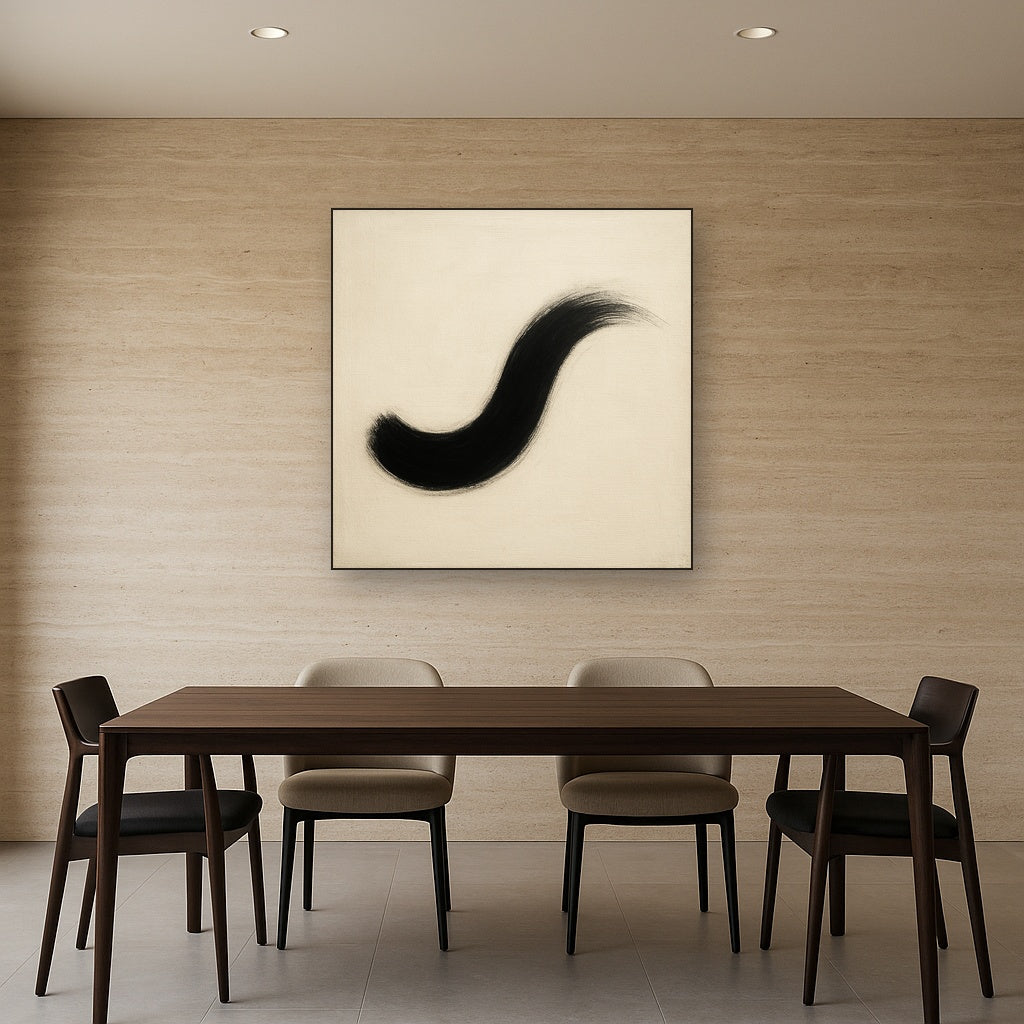 Monochrome Brushstroke Void No. 5 - Modern Fine Art Oil Painting - View 4