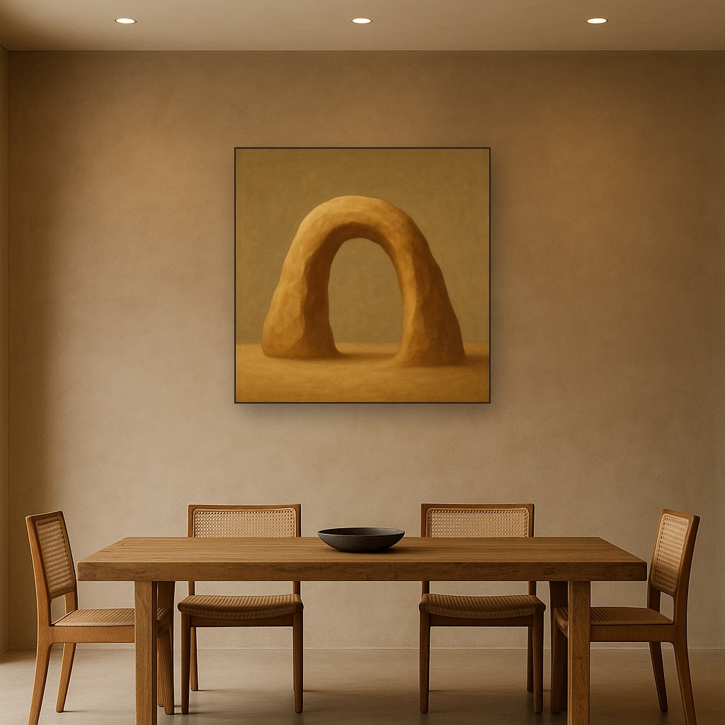 Warm Beige Travertine Arch No. 1 - Modern Fine Art Oil Painting - View 4