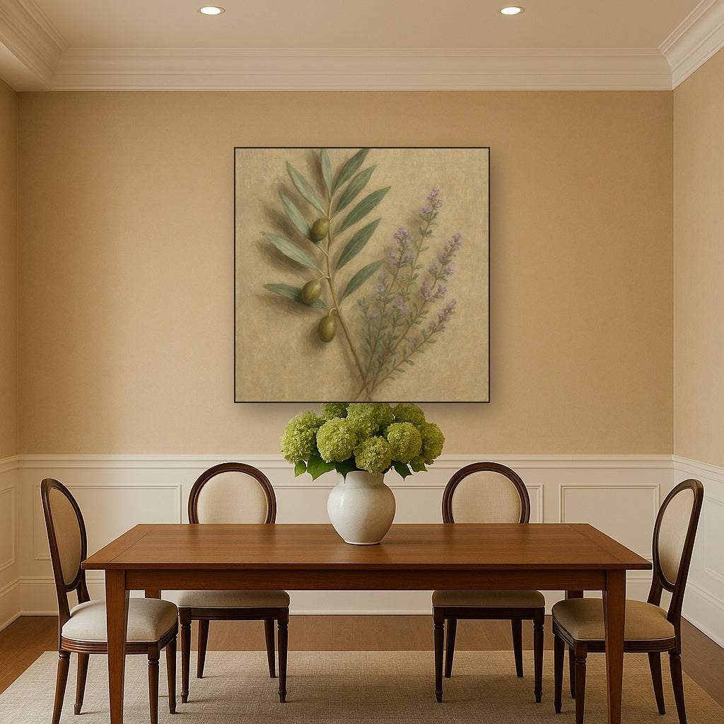 Olive Branches & Wild Thyme Botanical Study No. 15 Fine Art Oil Painting - View 4