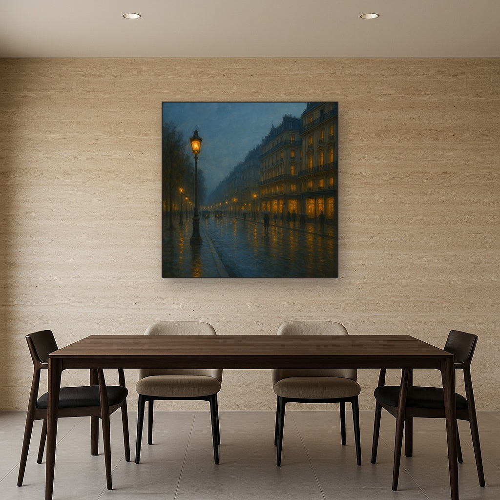 Rainy Parisian Boulevard at Twilight No. 3 Oil Painting - View 4