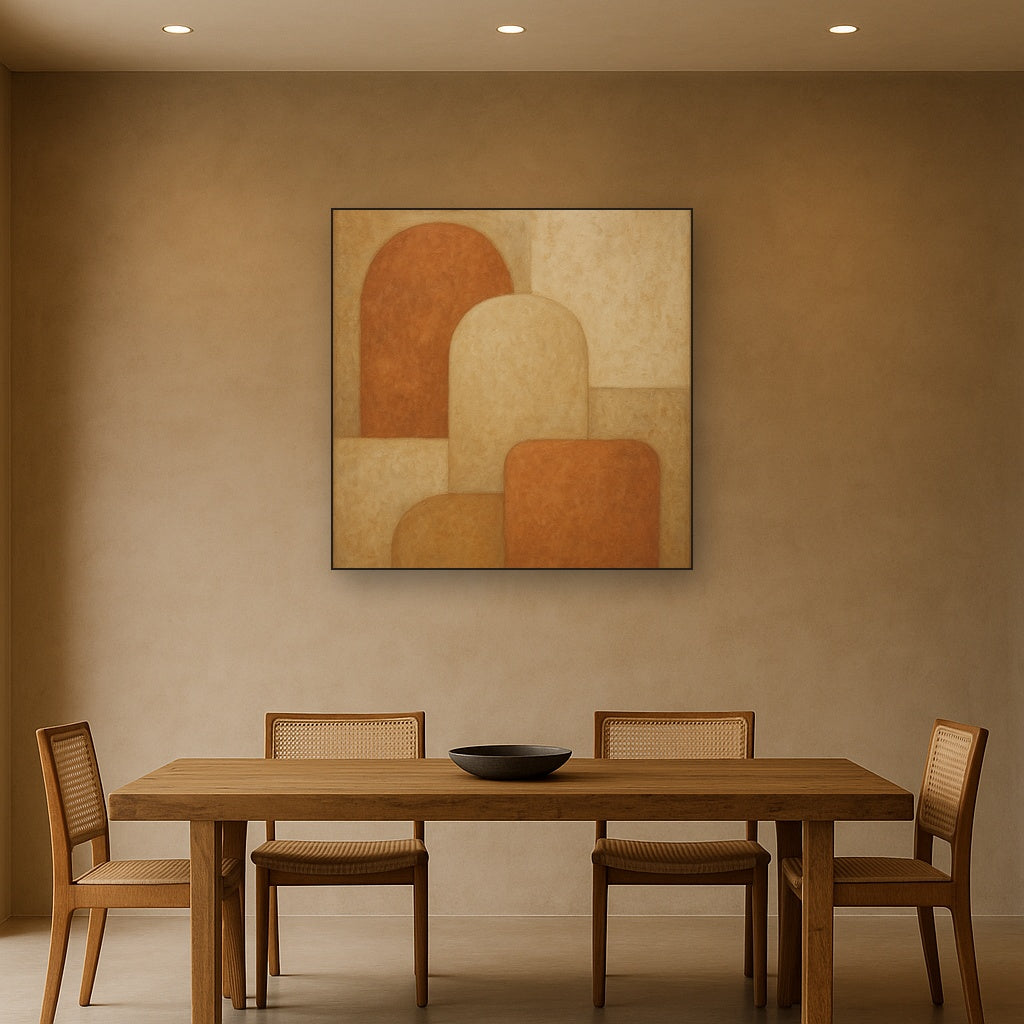 Earthy Terracotta & Weathered Plaster Wash No. 15 Oil Painting - View 4