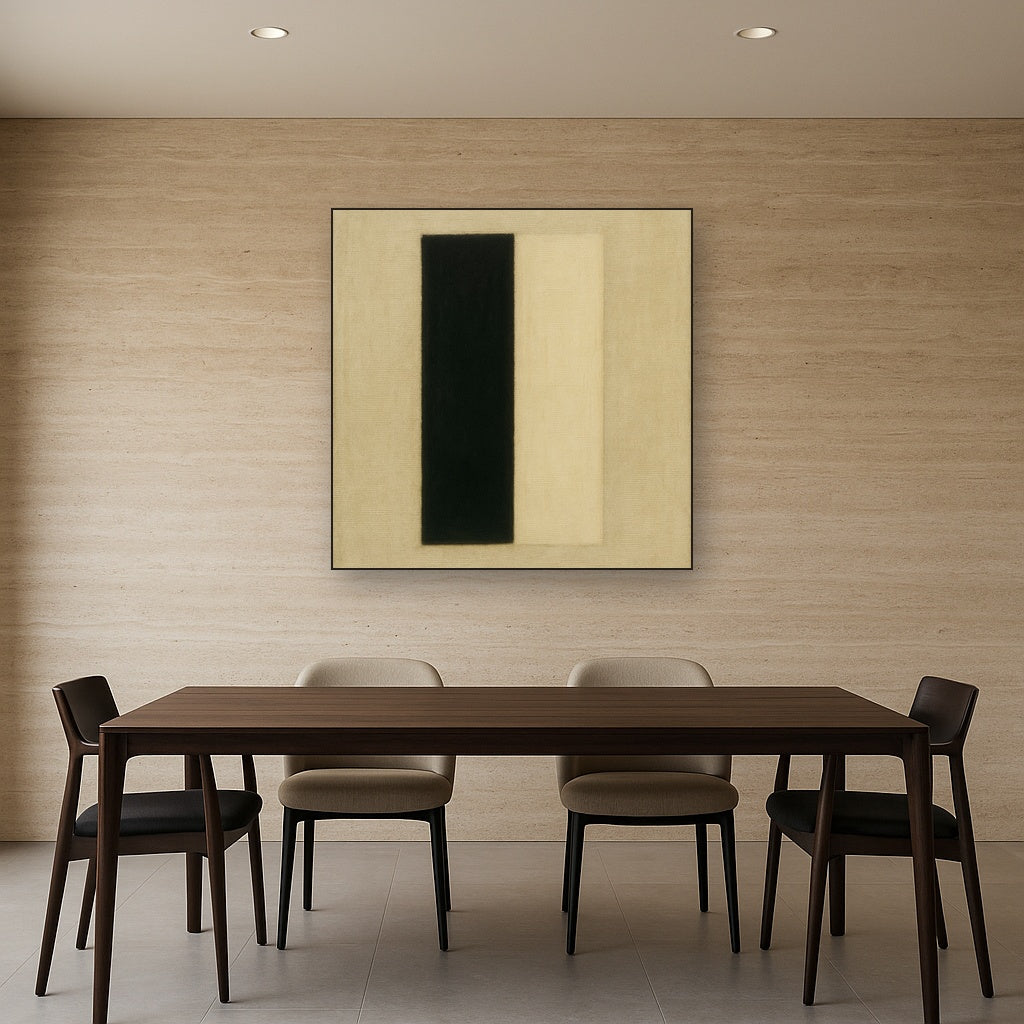 Deep Charcoal & Bone Monolith No. 1 - Modern Fine Art Oil Painting - View 4