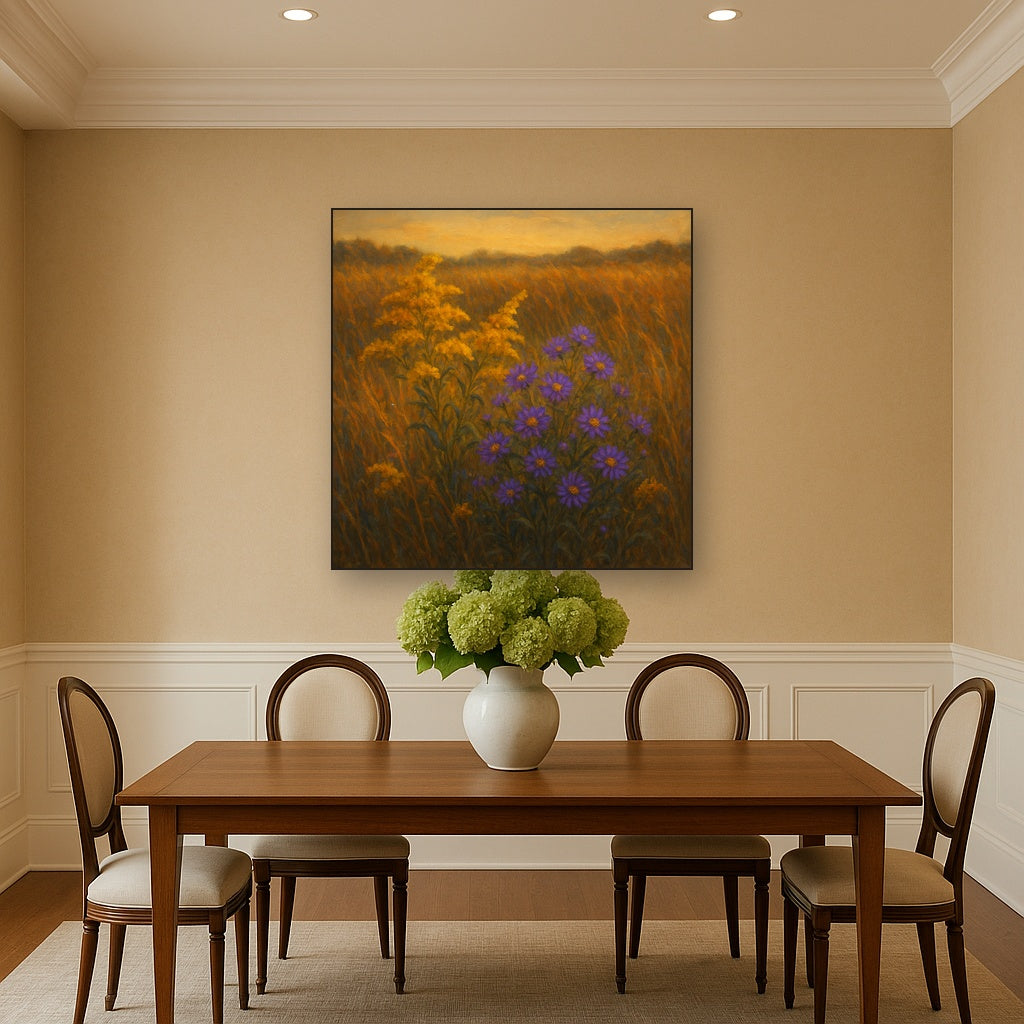 Goldenrod & Autumn Asters in Rustic Meadow No. 5 Fine Art Oil Painting - View 4