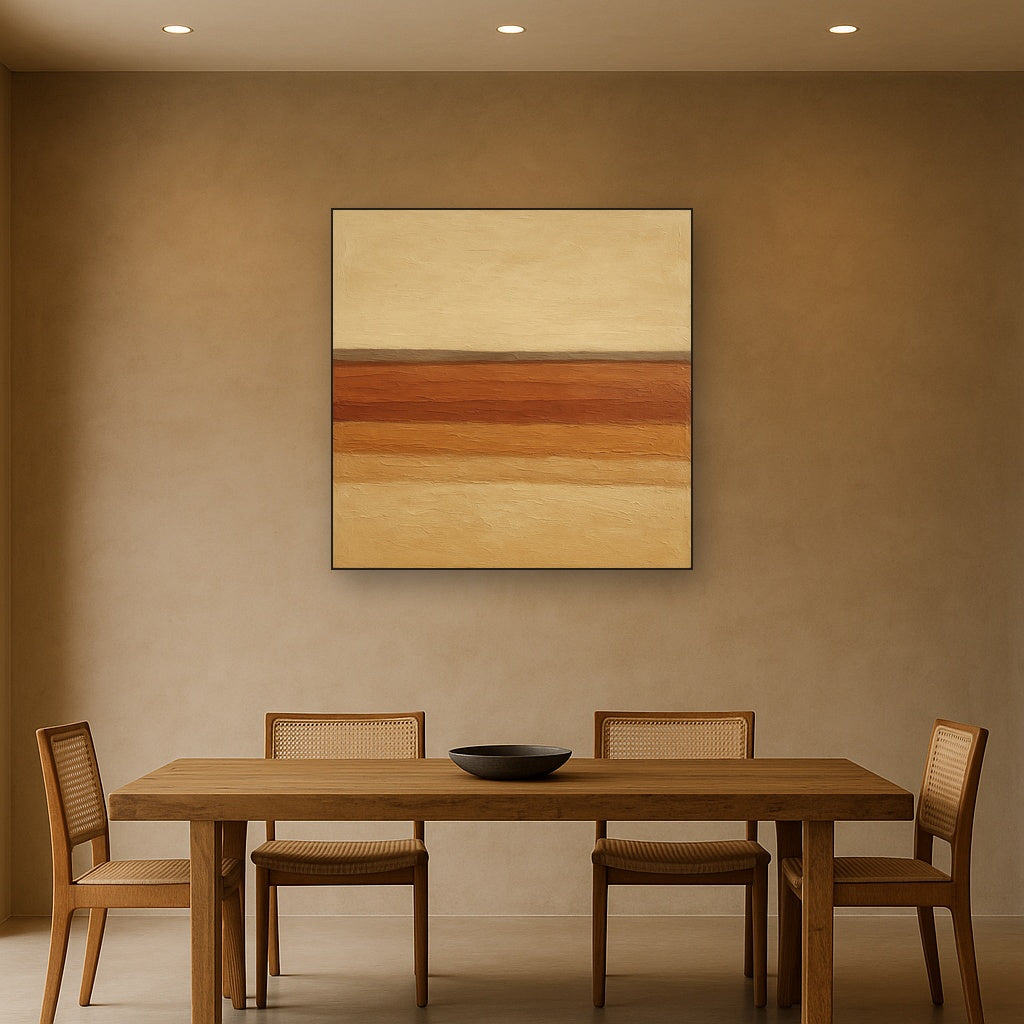 Earthy Strata Horizon Minimalist Oil Painting - View 4