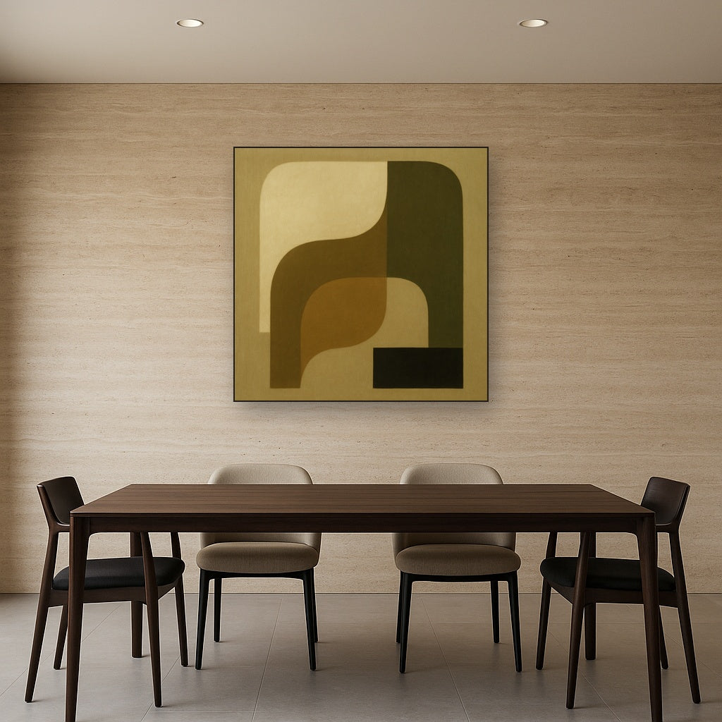 Minimalist Asymmetrical Balance in Raw Umber No. 2 Oil Painting - View 4