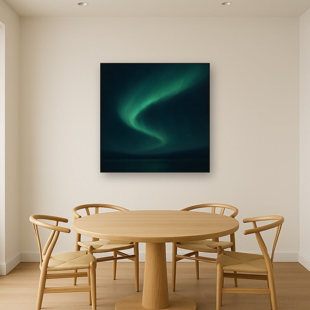 Aurora Borealis Veil in Deep Midnight Indigo No. 19 Oil Painting - View 4
