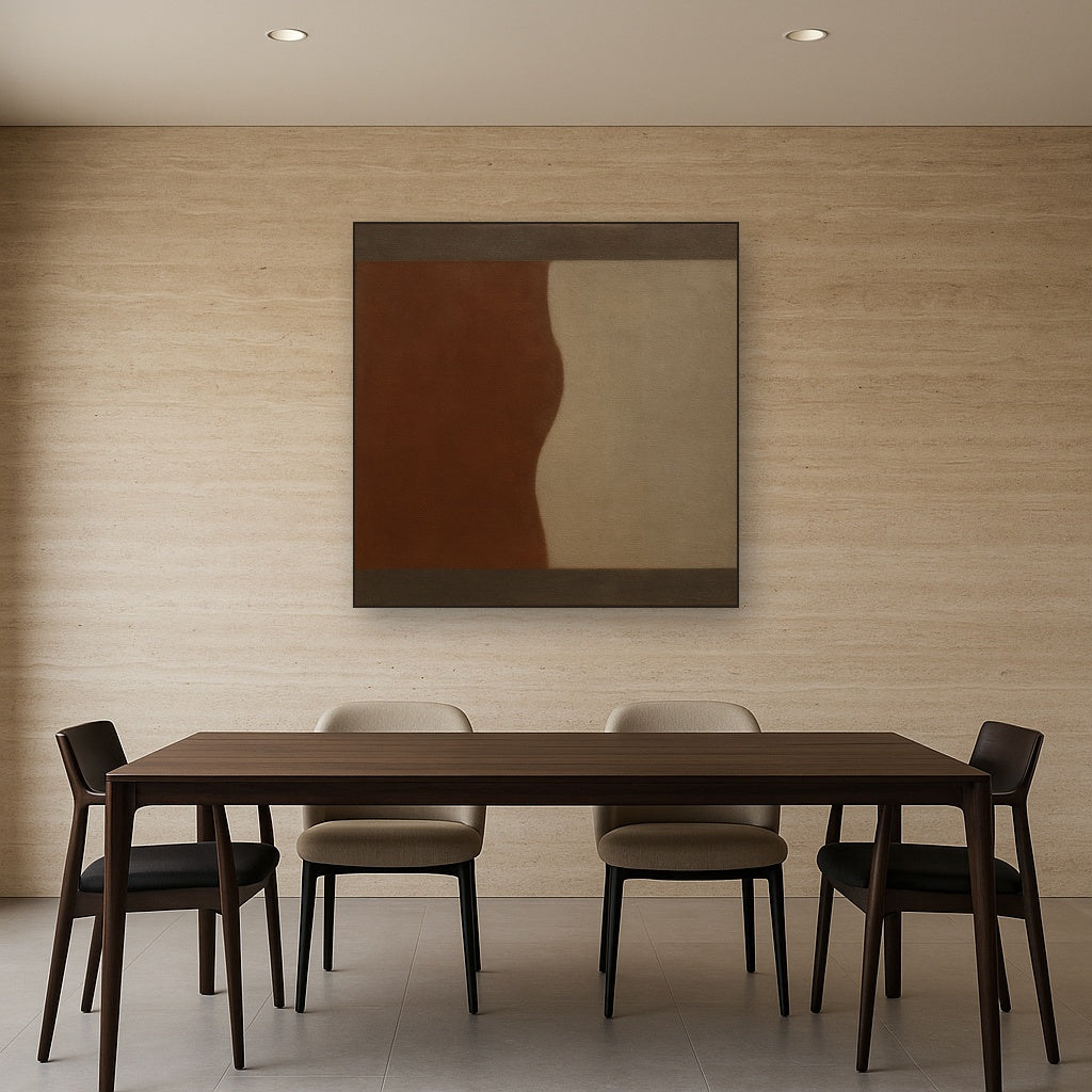 Burnt Umber & Greige Duet No. 7 - Modern Fine Art Oil Painting - View 4