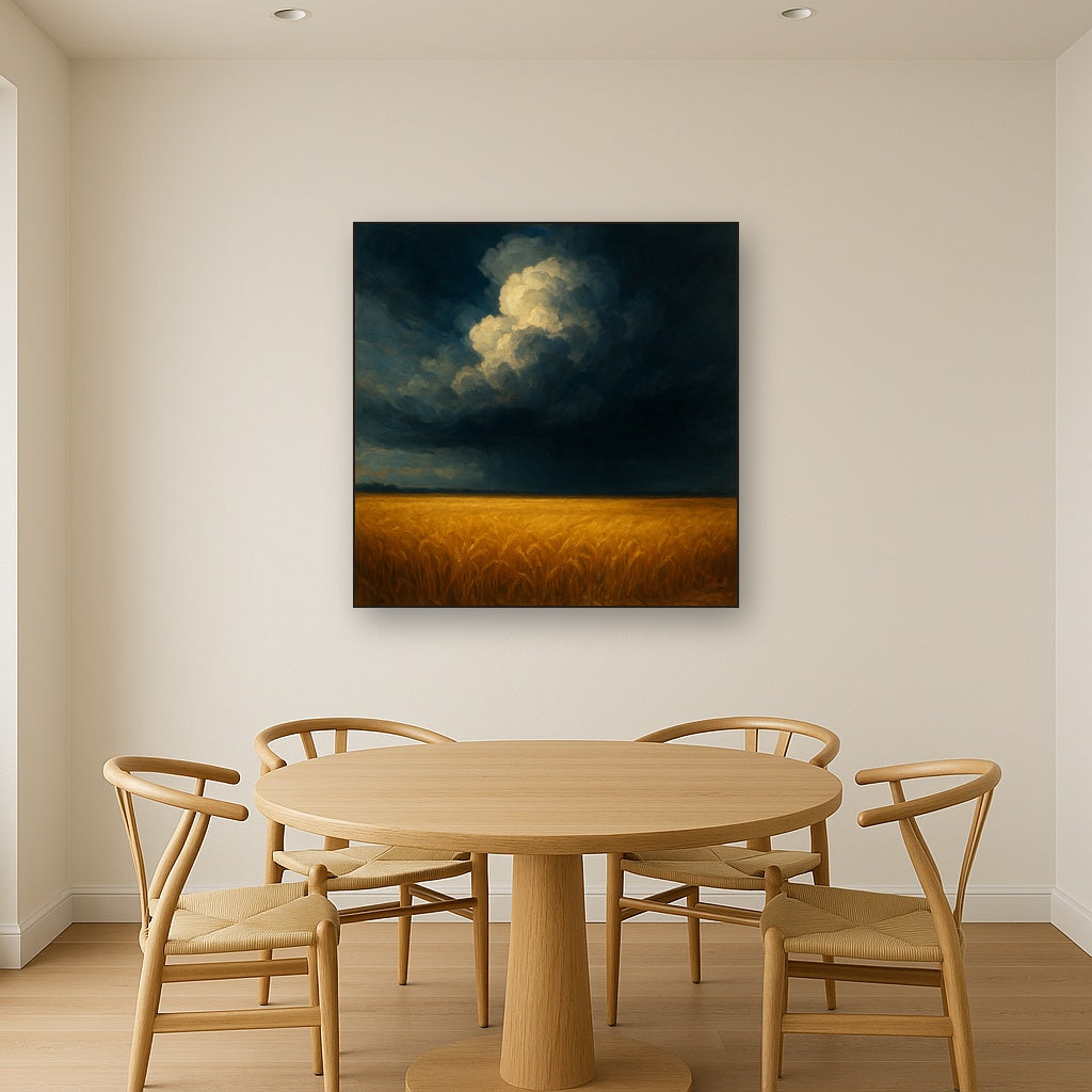 Harvest Wheatfield under Dramatic Thunderhead Sky No. 4 Fine Art Oil Painting - View 4
