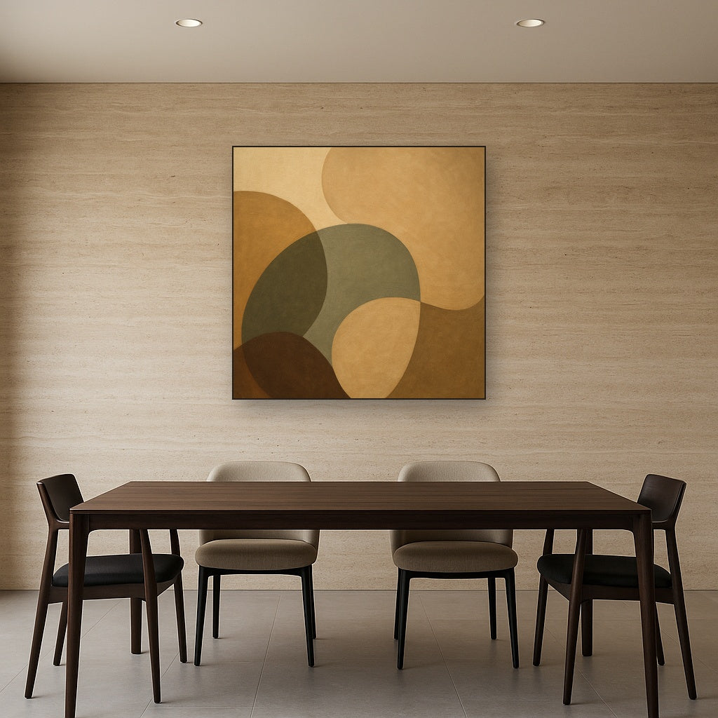 Organic Curved Shapes in Neutral Earth Pigments No. 10 Fine Art Oil Painting - View 4