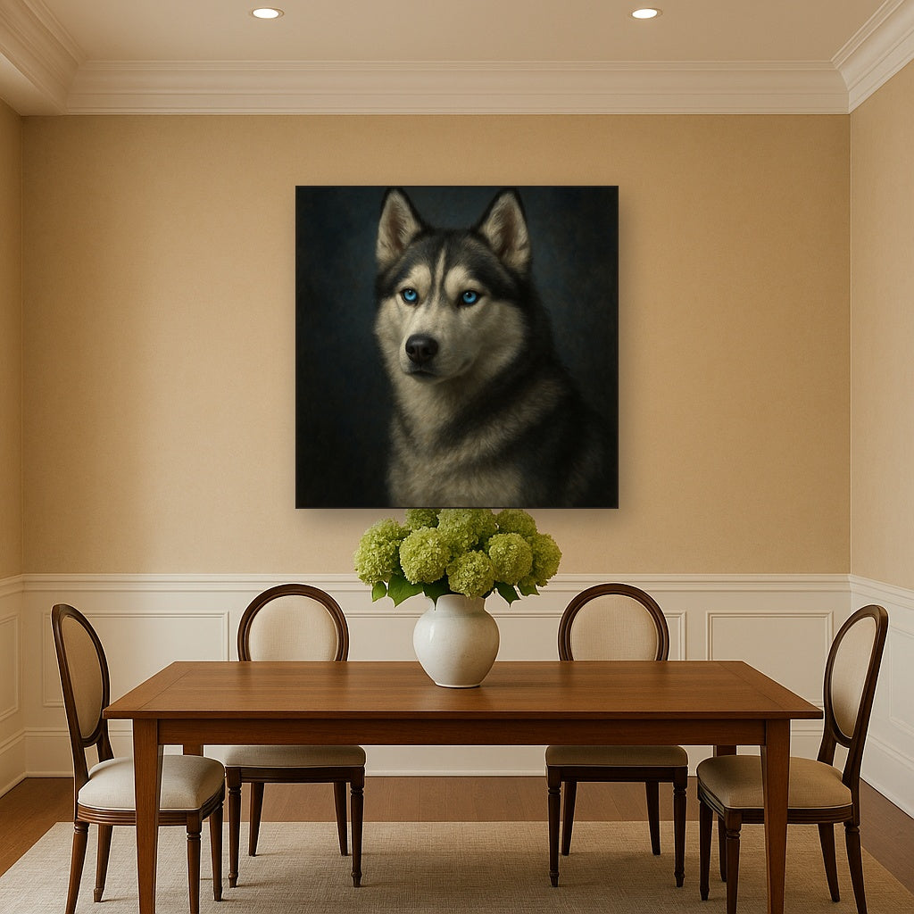Siberian Husky with Luminous Ice Blue Eyes No. 10 Fine Art Oil Painting - View 4