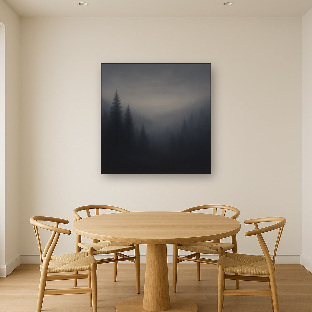 Dusk over Silent Pine Ridgeline in Charcoal Fog No. 15 Oil Painting - View 4