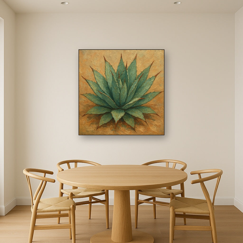 Wild Desert Agave Botanical Oil Painting - View 4
