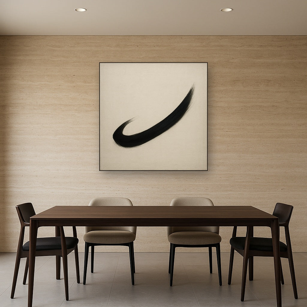 Monochrome Brushstroke Void No. 5 - Modern Fine Art Oil Painting - View 4
