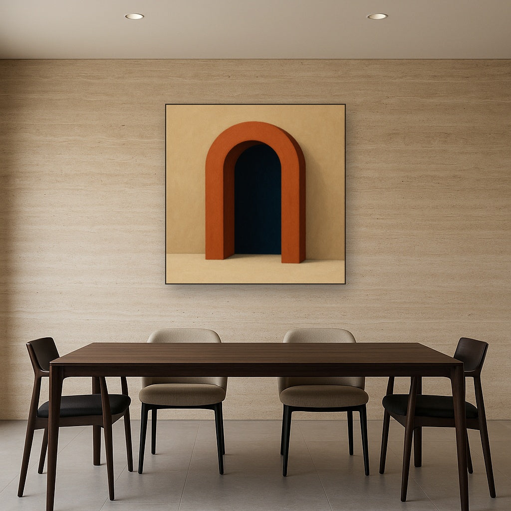 Terracotta Clay & Cream Arch No. 4 - Modern Fine Art Oil Painting - View 4