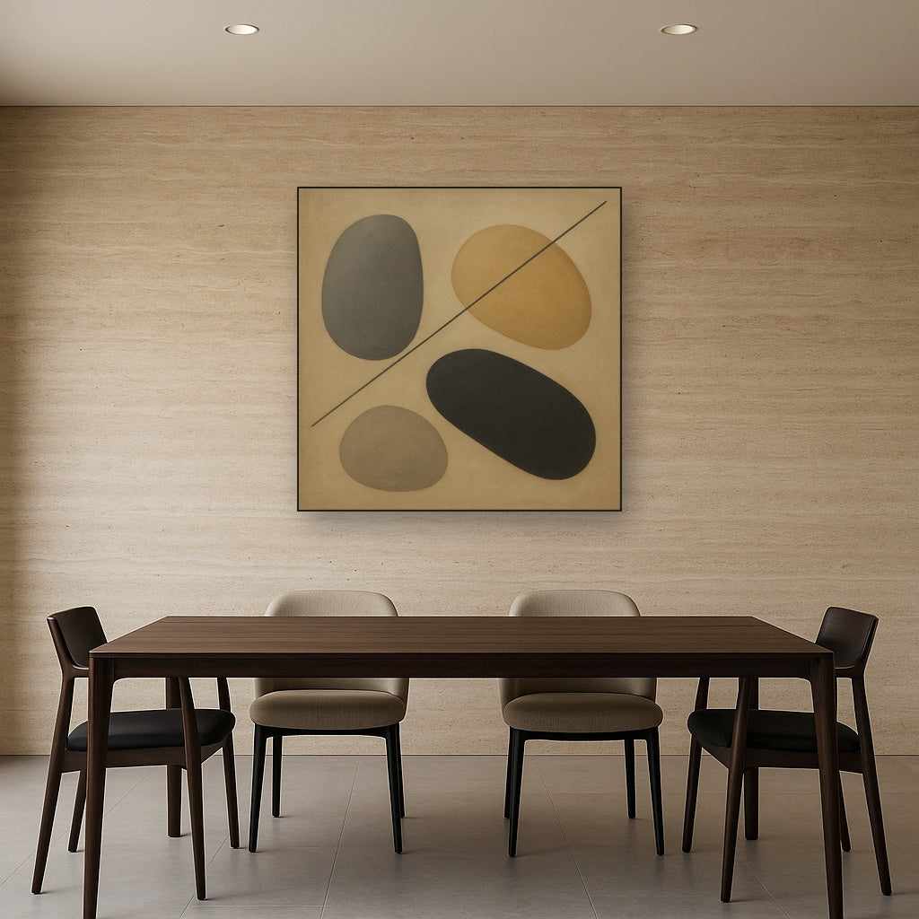 Organic Pebble Contours & Slanted Lines No. 6 Oil Painting - View 4