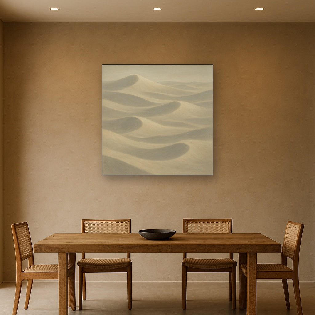 Monochrome Sand Dune Contours & Pale Slate No. 12 Oil Painting - View 4