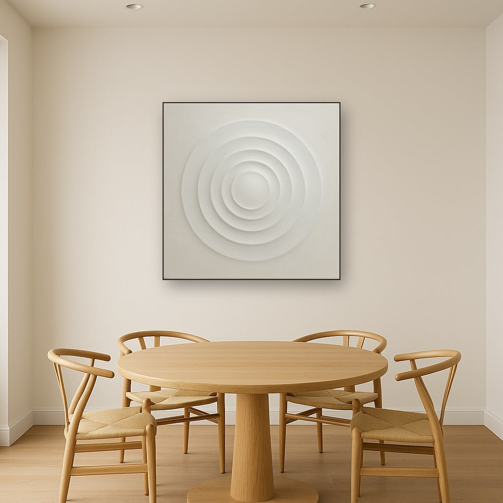 Concentric Zen Circles in Ivory No. 8 - Modern Fine Art Oil Painting - View 4