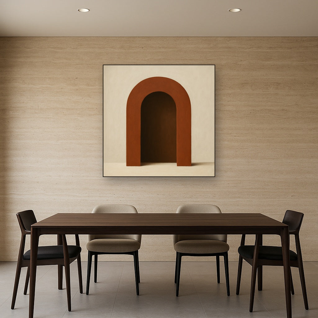 Terracotta Clay & Cream Arch No. 4 - Modern Fine Art Oil Painting - View 4