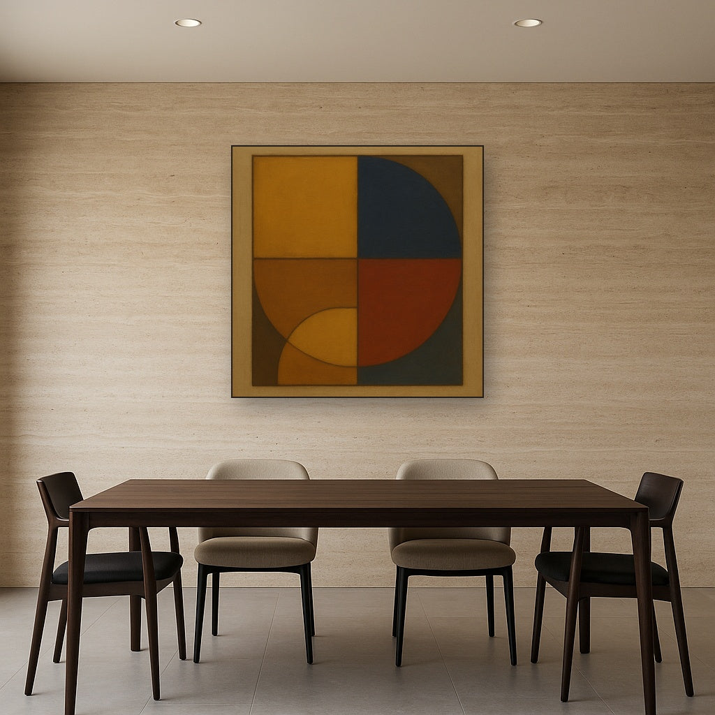 Bauhaus Quadrant Harmony in Primary Earth Tones Oil Painting - View 4