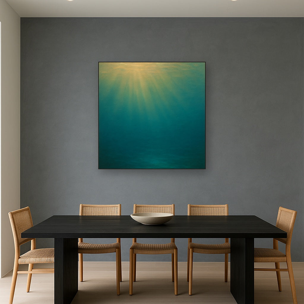 Minimalist Aquamarine Reef Void No. 10 - Modern Fine Art Oil Painting - View 4