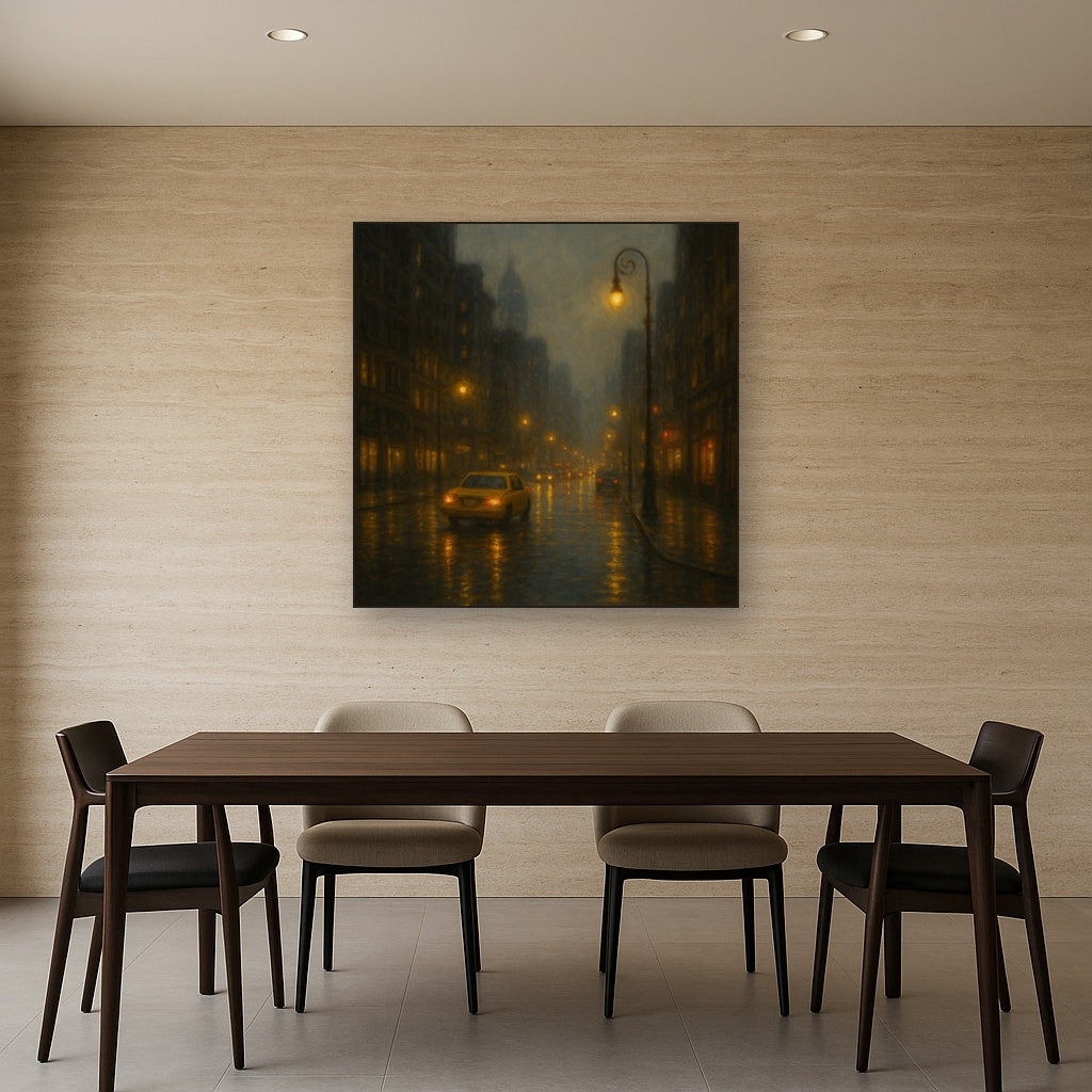 Rain-Drenched Manhattan Avenue Lights No. 11 Oil Painting - View 4