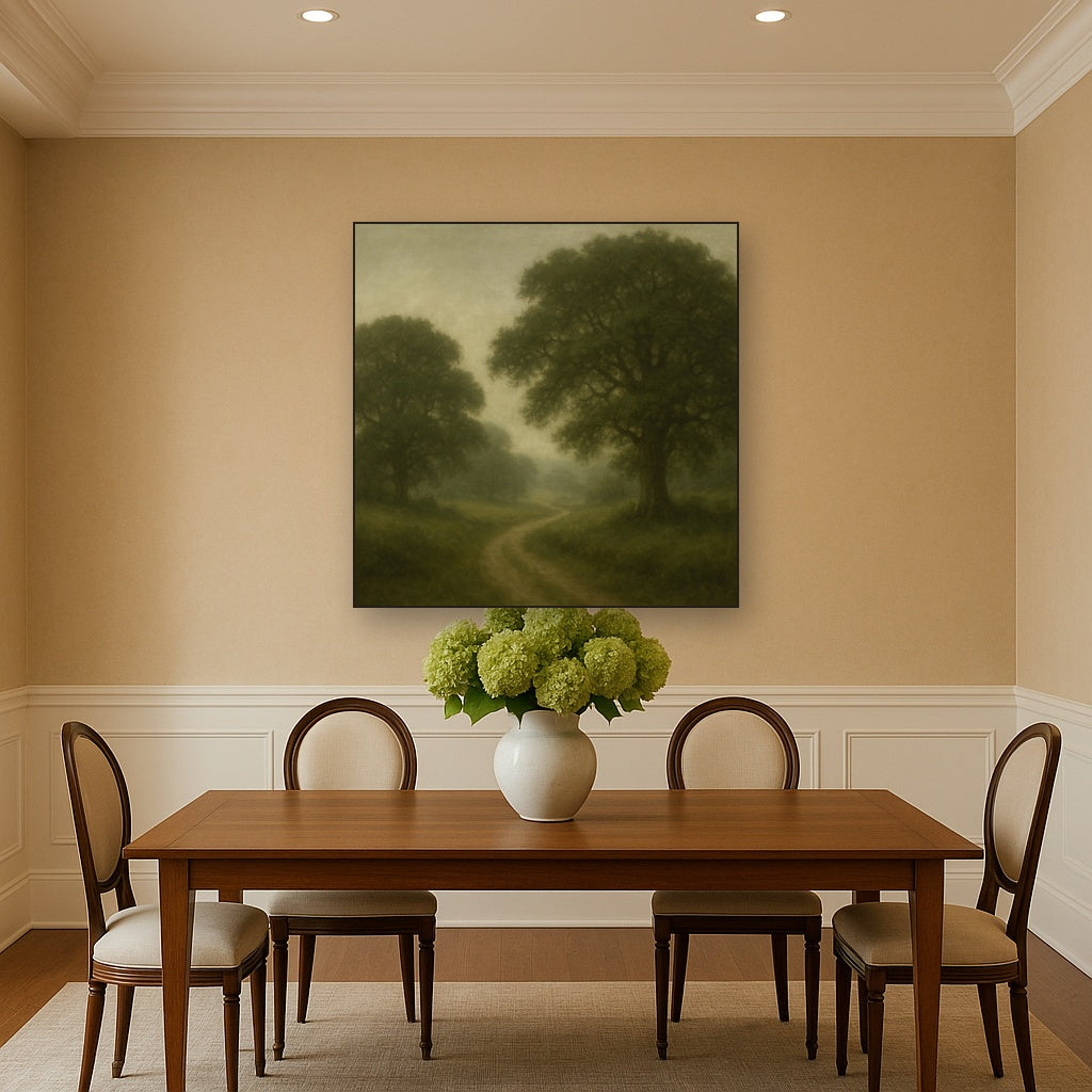 Misty English Countryside Lane No. 6 Oil Painting - View 4