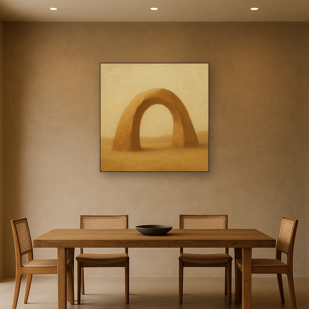 Warm Beige Travertine Arch No. 1 - Modern Fine Art Oil Painting - View 4
