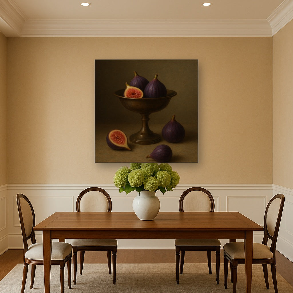 Ripe Figs & Bronze Compote Still Life No. 4 Oil Painting - View 4