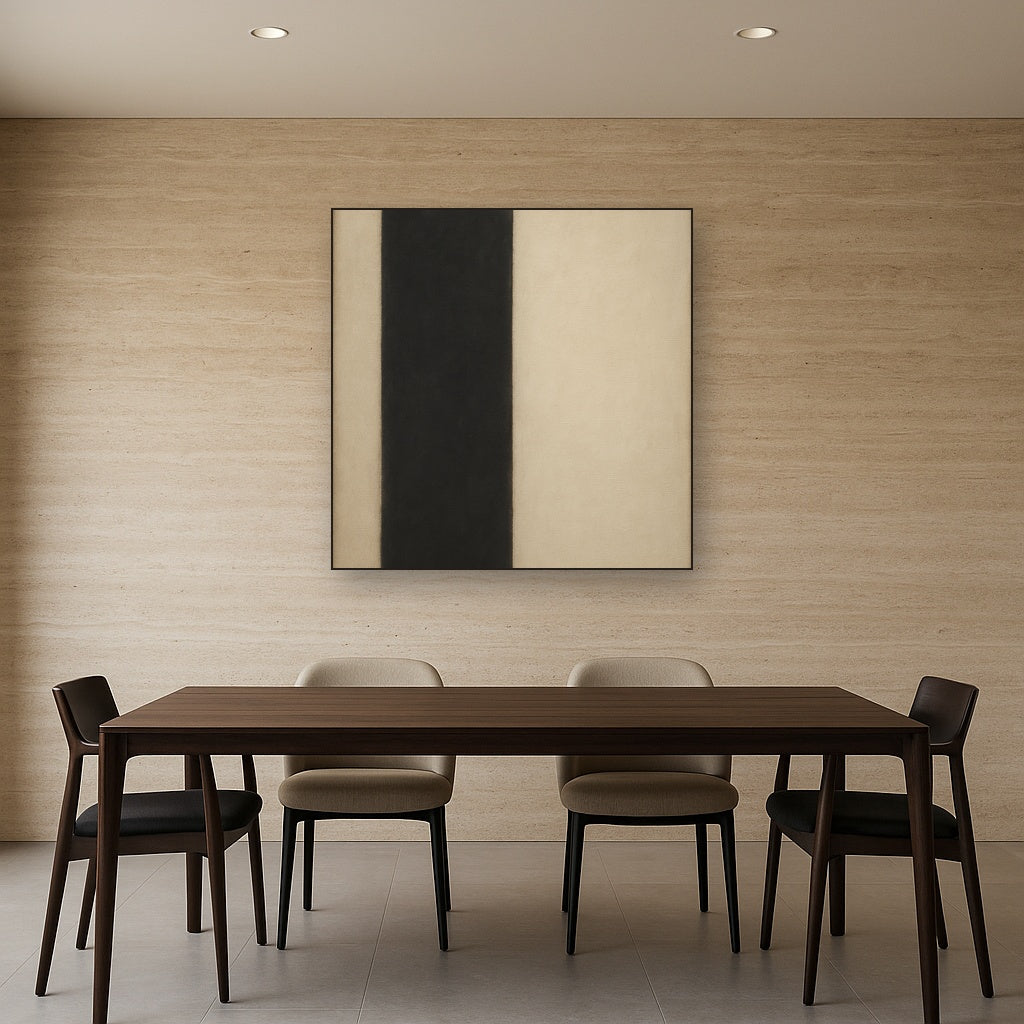 Deep Charcoal & Bone Monolith No. 1 - Modern Fine Art Oil Painting - View 4