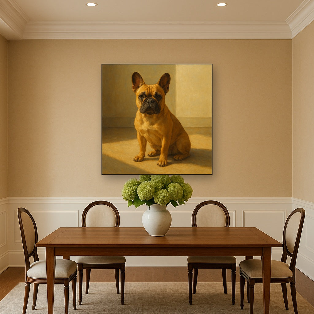 French Bulldog in Sunlit Minimalist Studio No. 14 Fine Art Oil Painting - View 4