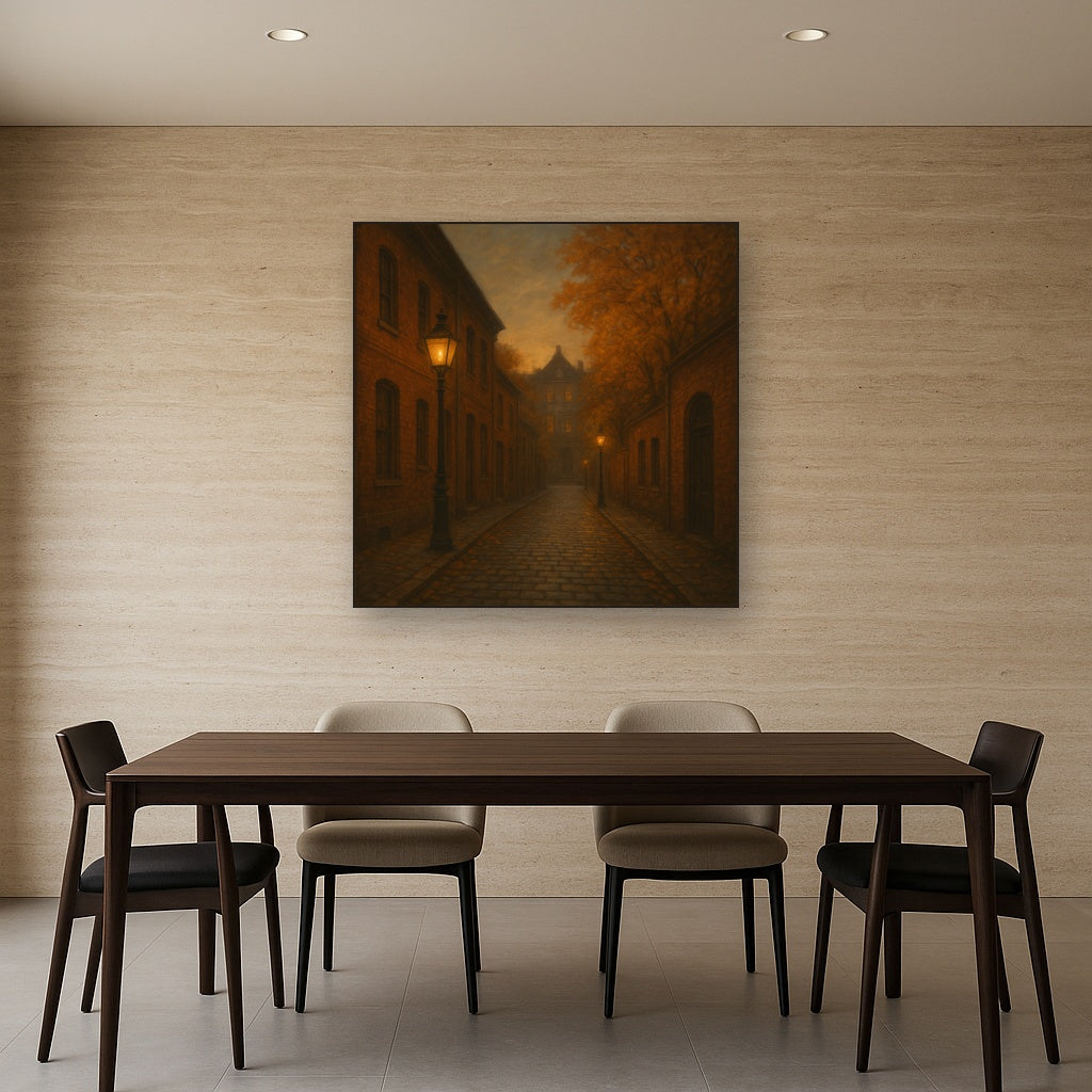 London Gaslamp Alley in Autumn Dusk No. 22 Oil Painting - View 4