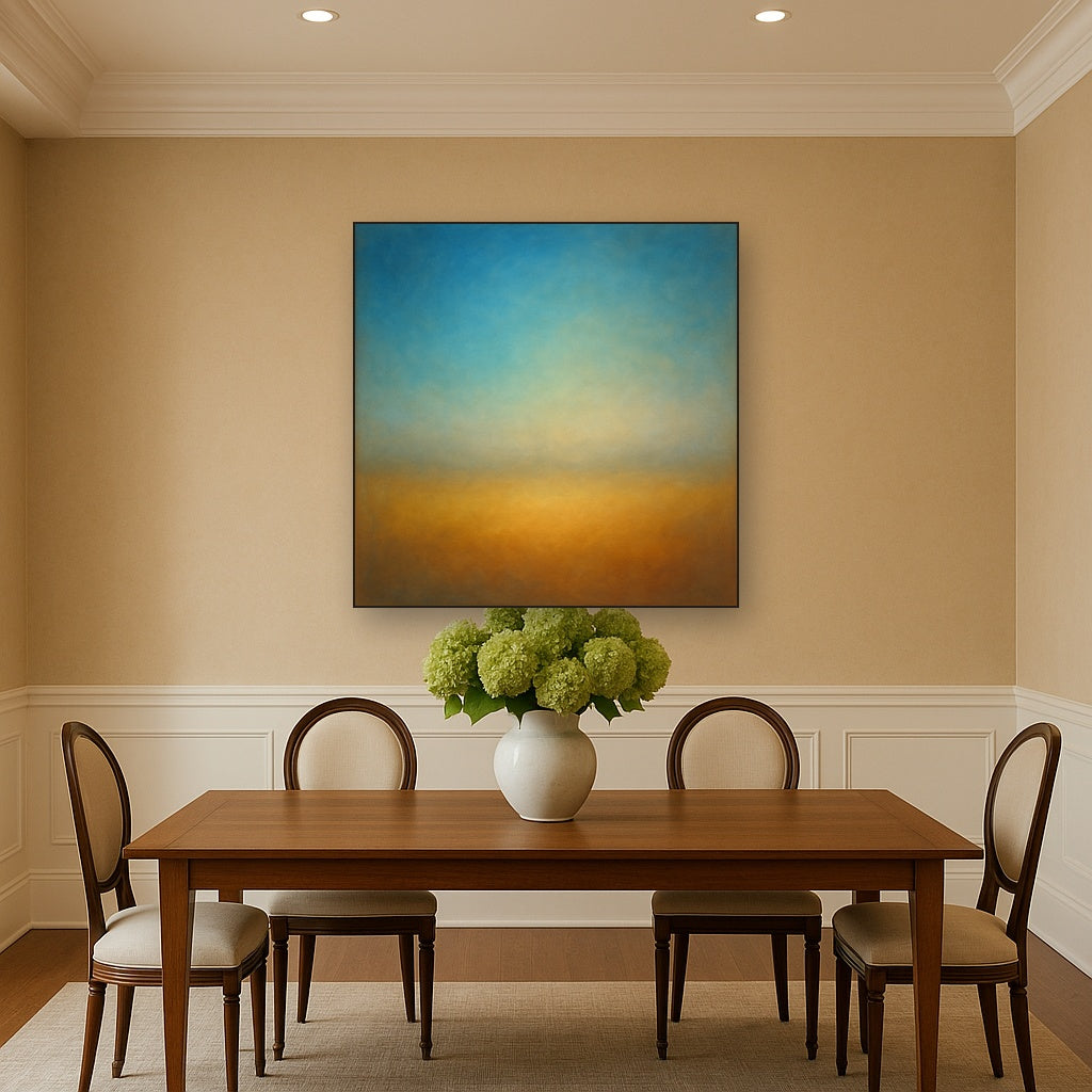 Celestial Azure & Warm Ochre Equilibrium No. 14 Oil Painting - View 4