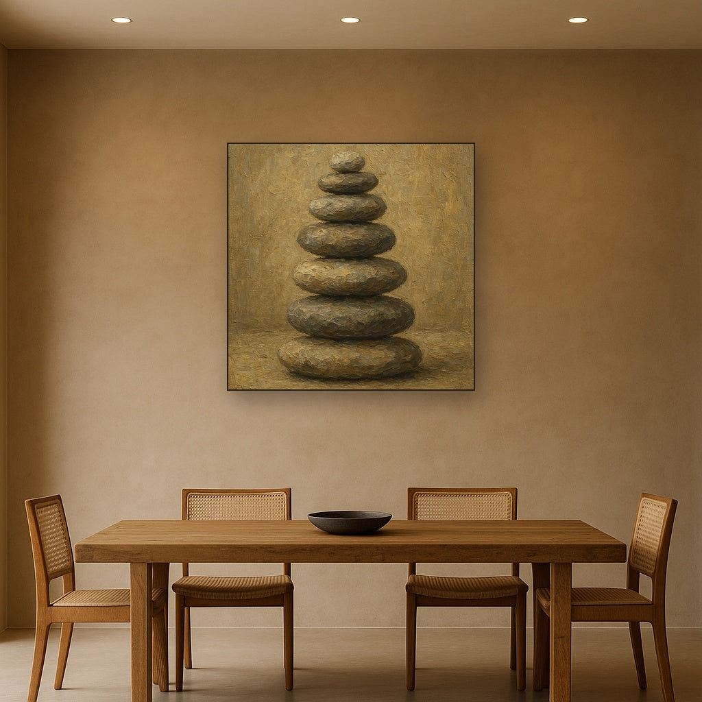 Zen Stone Cairn Balance Wabi-Sabi Oil Painting - View 4